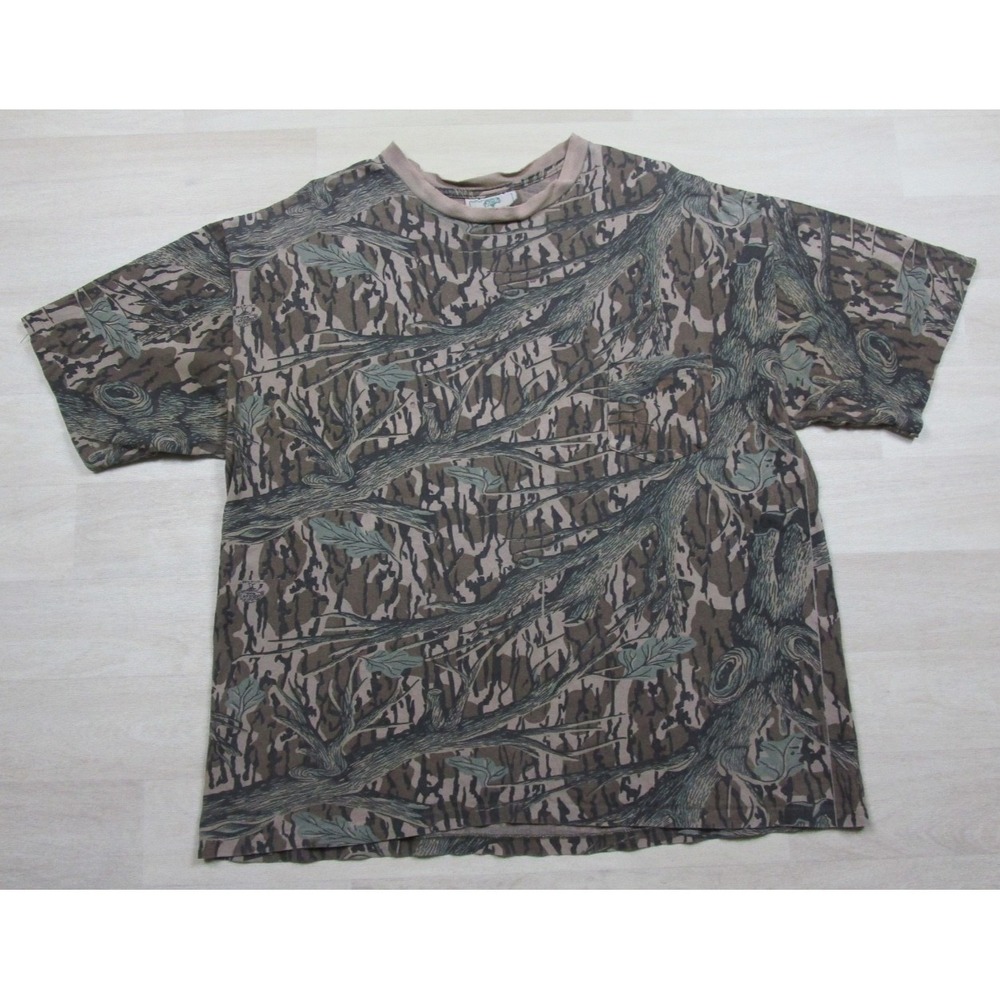 Vintage 90s Mossy Oak Camouflage Pocket T-Shirt Men's (XXL) Camo Single Stitch